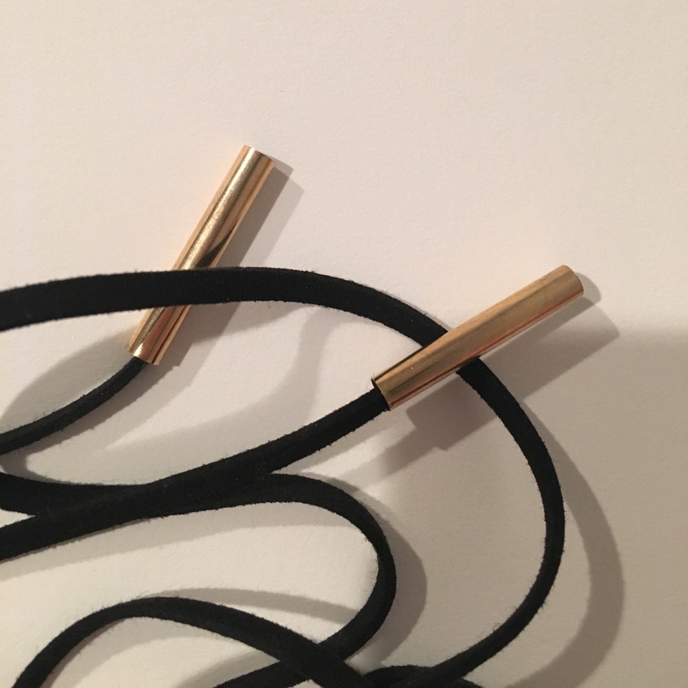 2 for $5 Black Velvet Rope with Gold Bead Layer Necklace - Picture 2 of 6